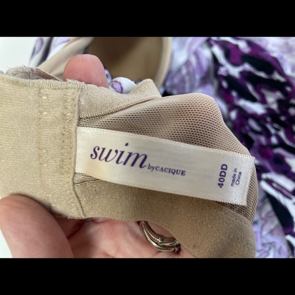 Cacique Purple Leopard Tankini Swim top - Picture 8 of 9